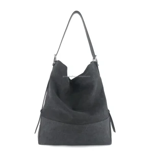 Fashion Ladies Large Black Custom Shoulder Customised Canvas Tote Bag Leather Straps Portable All Seasons