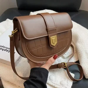 Fashion Ladies Messenger Shoulder Bag Pu Women’s Bags Design Stone Saddle Handbags