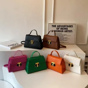 Fashion Lady Women’s Shoulder Bags Pu Leather Single Cover Purses Small Square Designer Handbags Custom Logo Lock