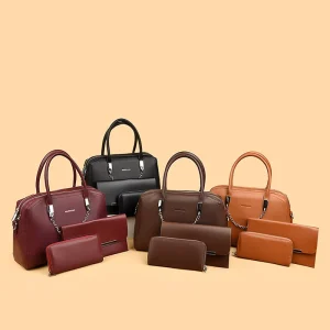 Fashion Luxury PU Leather Women’s Tote Handbags 3 Pieces Set OEM ODM Acceptable
