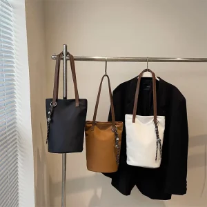 Fashion Minimalist Solid Color Bucket Bag For Women Trendy Crossbody Shoulder Bag Daily