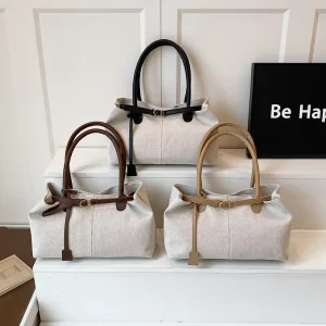 Fashion New Colorblock Western Style Retro Large Capacity Shoulder Canvas Underarm Totebag for Women