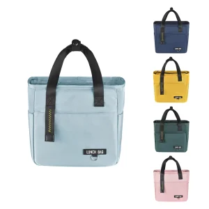 Fashion Portable Lunch Bag with Zipper Closure Insulated Aluminum Foil Polyester Material for Students Work