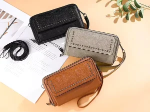 Fashion Style Bag Shoulder Crossbody Bag Card Holder Wallet Ladies Wallet Solid Pu Leather Wallets for Women