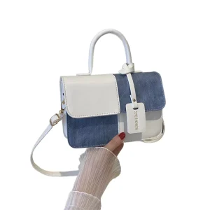 Fashion Stylish Western Style Single Strap Small Square Shoulder Messenger Bag with Stitching Texture Polyester