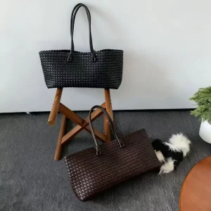 Fashion Trends Handwork Woven Big Capacity Tote Bags with extra Pocket Ladies Elegant French Style Shoulder Bags From Guangzhou