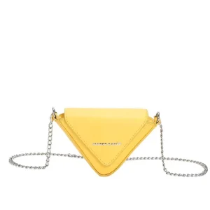 Fashion Trendy Triangle Crossbody Women’s Bag New Summer PU Chains Polyester Backpack Solid Color Single Shoulder Casual Cover