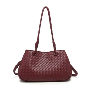 Fashion Women Handwork Woven Hand Bags with Braided Handle Ladies Casual Shoulder Bags From Guangzhou Double Pocket Tote Bag