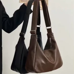 Fashion Women’s PU Zipper Portable Tote Bag Large Capacity Crossbody Shoulder Bag Urban Casual All-match