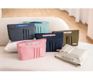Fashion Zipper Polyester Water Resistant Tote Bag with Inner Compartment for Cosmetics Storage