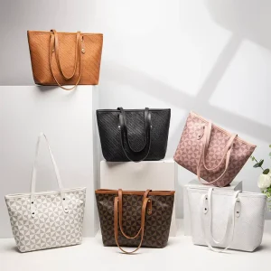 Fashion woman bag Luxury Design Triangle Printed Tote Bag Large Capacity Zipper Tote Handbag
