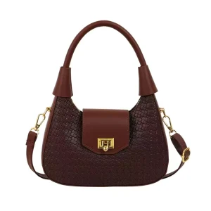 Fashionable Elegant Style Moon Handbag PU Leather Practical Daily Use Polyester Lining