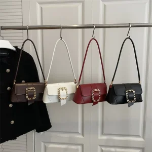 Fashionable French Style Shoulder Crossbody Portable Small Square Bag Square New Style Elegant Underarm Women’s Bag