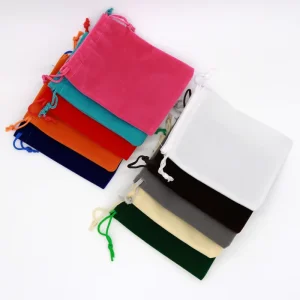 Fashionable Many Colors 8x10cm Velvet Drawstring Closure Rectangle Jewelry Gift Bag for Jewelry Storage Various Packaging