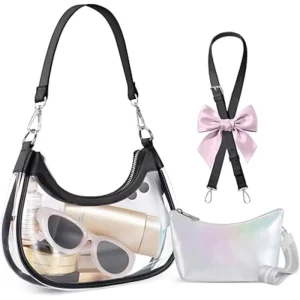 Fashionable Under Arm Clear View Polyester Zipper Womens Handbag New Style Personalized Small Square Shoulder Crossbody