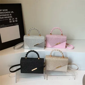 Fashionable and Versatile Women’s Vintage Summer Crossbody Shoulder Bag Lady Style Sparkling PU Leather Handbag