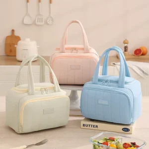 Feifan Portable Cotton Fabric Thermal Lunch Box Handbag with Ice Pack
