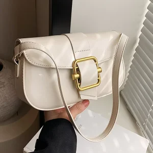 Female Luxury Designer Saddle Bags Trendy Fashion Women Hand Bags Underarm Retro Single Shoulder Messenger Bags Chains PU Zipper