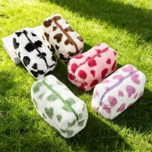 Foldable Travel Fashion Nylon Sling Bag for Women Cute Cow Print Zipper Closure for Organizer Weekend Makeup Bag