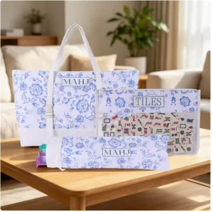 For Canvas Three Piece Letter Mahjong Storage Bag Eco Friendly Foldable Unisex Large Capacity Travel Toiletry & Cosmetic Bag