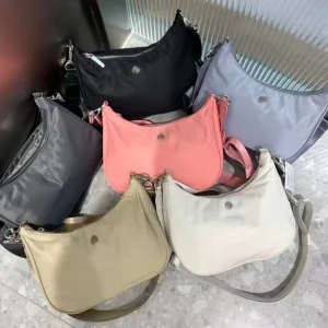 For Lulu 3L Mini Shoulder Bag Bullhorn Armpit Sports Yoga Leisure with Waterproof Nylon Lining and Zipper Closure All Seasons