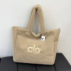 For alo Ladies’ Large Capacity Handbag Lightweight Eco Teddy Tote Bag Women Shopping Tote Bags With Zipper Pocket