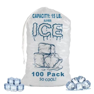 Free Design LDPE Disposable Transparent Drawstring Small Ice Cubes Bags for Vodka Beverage Packaging