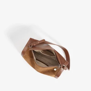 Frosted Leather Crossbody Pillow Bag for Women with Two Handles, Zipper Closure, Cotton Lining