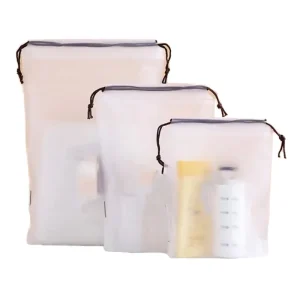 Frosted PE Plastic Small Promotion Gift Bag Little Bear Drawstring Pouch with Gravure Printing and Logo