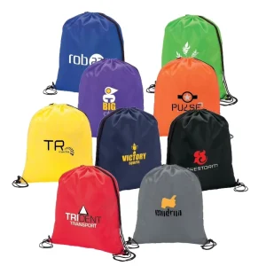 G 0091 Promotional Custom Logo Classic Gym Bag Waterproof Polyester Sports Drawstring Shopping Bag