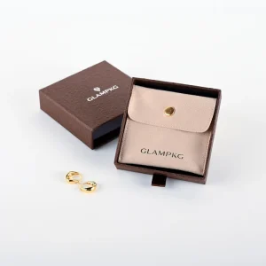 GLAMPKG Suede Gold Snap Button Soft Anti-Tarnish Jewelry Storage Pouch for Earrings Necklaces Rings Portable Travel Use