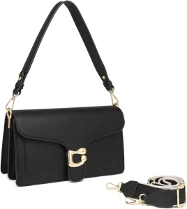 Genuine Leather Crossbody Bags for Women Trendy Small Cross Body Purse Shoulder Bag Leather Clutch with 2 Detachable Straps