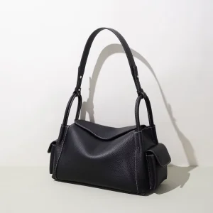 Genuine Leather Lady Single Togo Sling Bag with Hasps Closure Vintage Design for Daily Use
