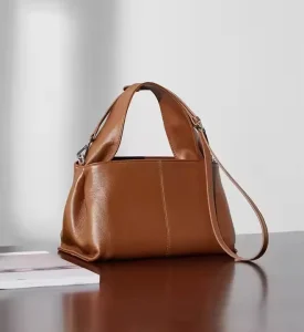 Genuine Leather Large Capacity French Tote Clutch Bag Fashion Women’s Portable Shoulder Crossbody Bag Multi Pocket Hobo Bag