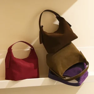 Genuine Leather Pillow Bag Niche Artistic Frosted Leather Suede Single ZIP Women Shoulder Bag