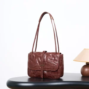 Genuine Leather Women Bag Crossbody Fashion Shoulder Bag Vintage Postman Bag Vegetable Tanned Cowhide Leather Crossbody Women