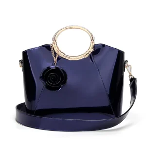 Glossy PU Ladies High Quality Designer Brand Handbags Metal Chains Waterproof Anti Theft Made China CustomLuxury For
