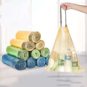 HONGLI Disposable 13 Gallons Drawstring Kitchen Trash Bags 15 Lbs Strength Full Biodegradable HDPE Custom Silk Screen Printing