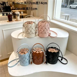 Handbag for Ladies New Designer Bag Woven Bucket Bag Lace up Women’s Shoulder Bag