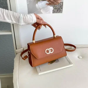 Handheld Crossbody Bag Fashionable and Simple Square Design Casual and Versatile with Waterproof PU Material