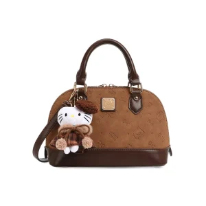Handheld Three Strap Zipper Closure PU Small Shell Bag for Women Luxury Niche Khaki Cute Crossbody Bag