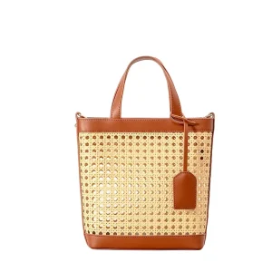 Handmade Grass Woven Bag Beach Vacation Shoulder Crossbody Bag Hollowed Out Six Eyed Octagonal Handbag Customized