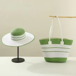 Handmade Large Leather Open Tote Bag Summer Beach Hat Set Women Holiday Seaside Portable 2L Capacity Shoulder Strap