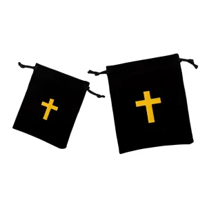 Handmade Rectangular Drawstring Pouch for Jewelry Cross Rosary Bag Customizable logo Accessory Packaging