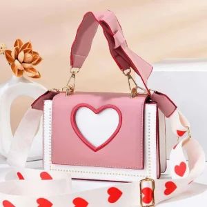 Heart Design One Shoulder Crossbody Bag for Women Ins Style Ladies Handbags