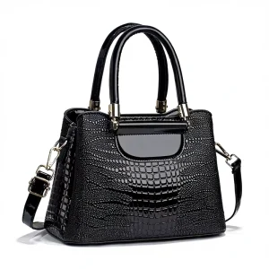 High End Fashion Crocodile Grain PU Handbag Western Style Casual Shoulder Bag European American Style Simple Bag Women
