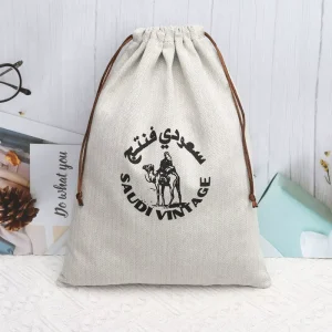 High End Herringbone Drawstring Dust Gift Bag Large Reusable Custom Logo Printed Cotton Twill Shoe Handbag Packing Bags