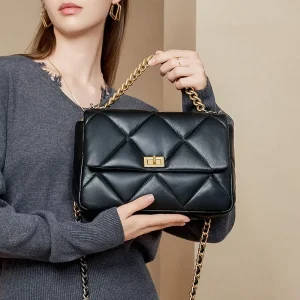 High End Luxury Shoulder Bag for Women Genuine Leather Designer Handbags with Detachable Strap and Dust Bag for Storage