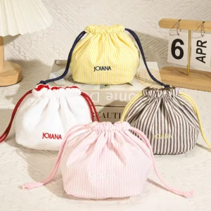 High Quality Colorful Cotton Cosmetic Bottom Bag Custom Logo Printed Wedding Favor Party Ins Gift Drawstring Bag Muslin Dust Bag