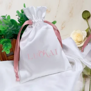 High Quality Colorful Luxury Satin Drawstring Bags Handbag Shoes Wig Silk Satin Gift Storage Dust Bag Packaging With Custom Logo